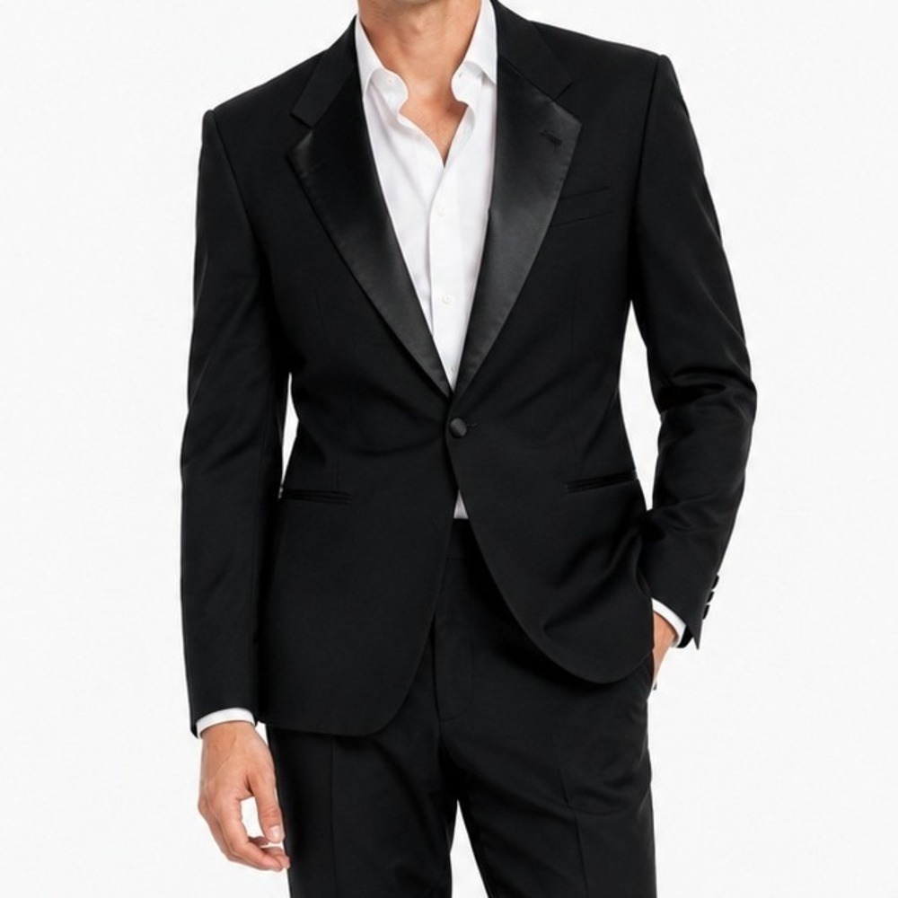 Vintage Christian Dior Monsieur Tuxedo Jacket Black Satin Lapel 38 XL